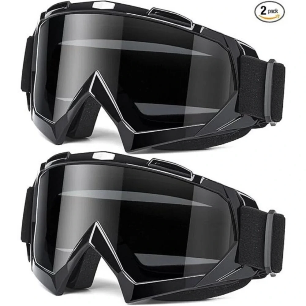 Adult Dirt Bike Goggles, 2-Pack ATV Motorcycle Goggles for Men & Women NEW